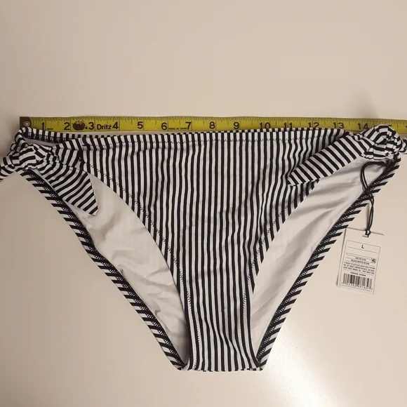 SHADE & SHORE Black White Stripe Large Bikini Bottom NWT - Picture 6 of 7
